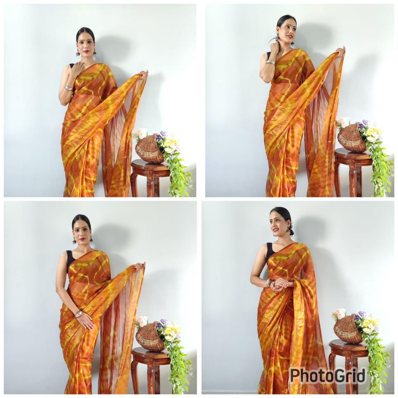 SF 615 Multi Printed Chiffon Designer Readymade Saree Wholesale Shop In Surat